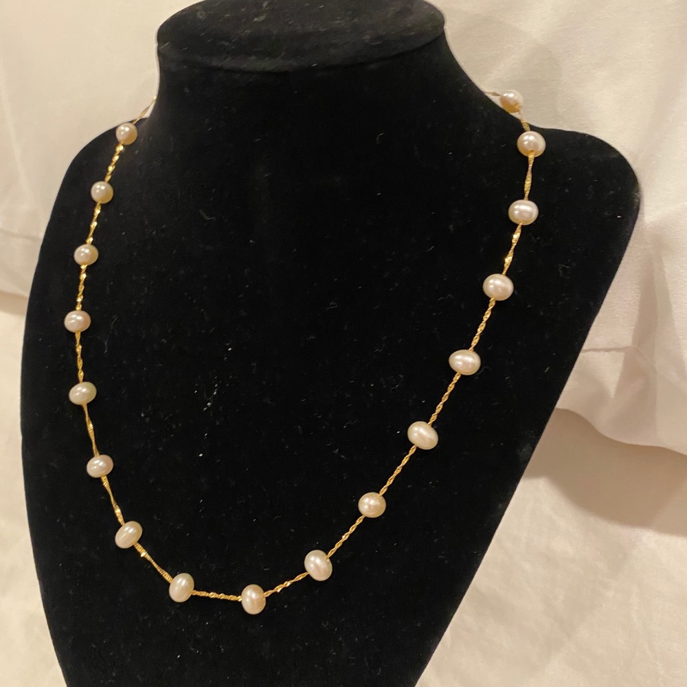14k yellow gold pearl necklace